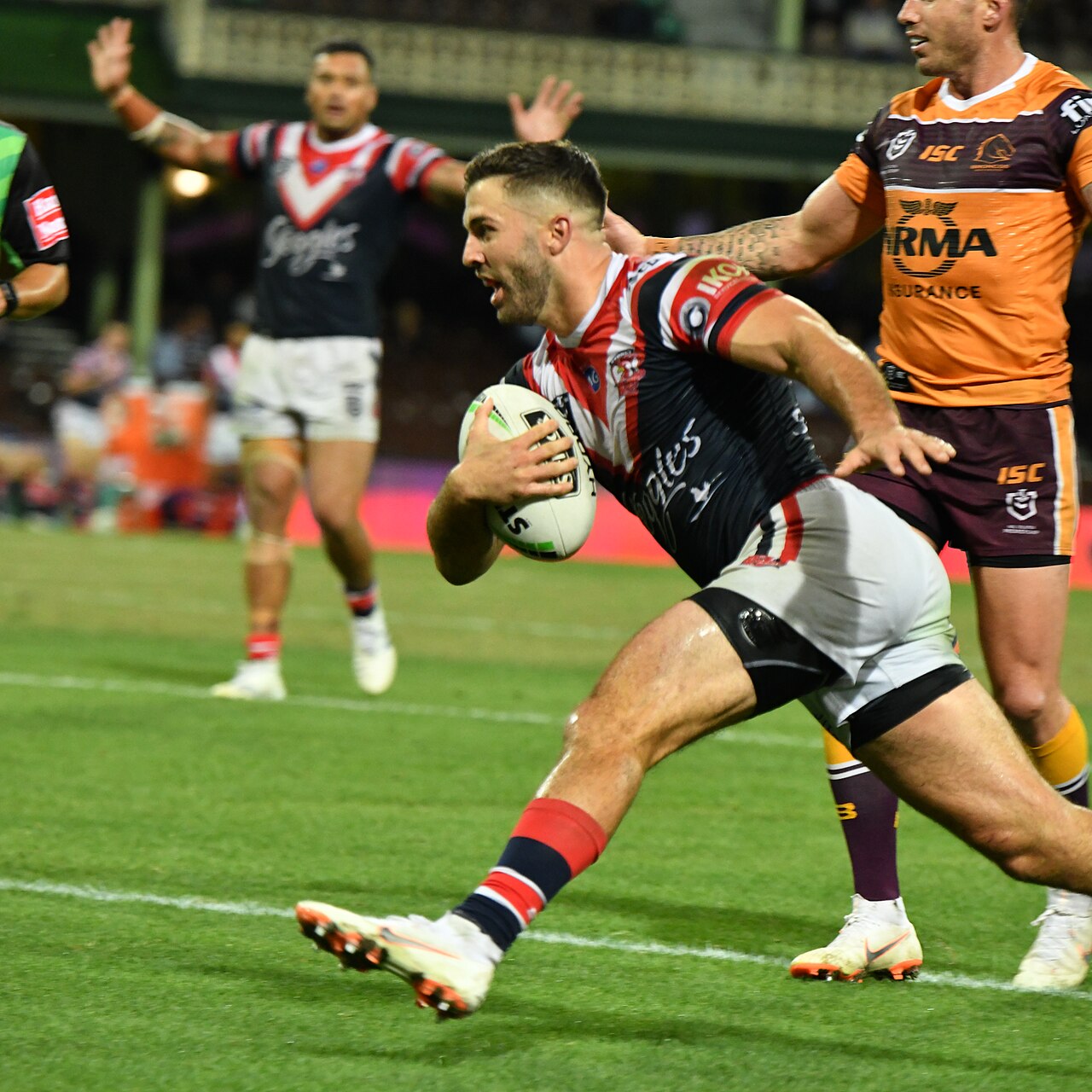 James Tedesco con la camiseta de Sydney Roosters en una fotografía de archivo del 4 de abril de 2019. No corresponde a la final de 2026.