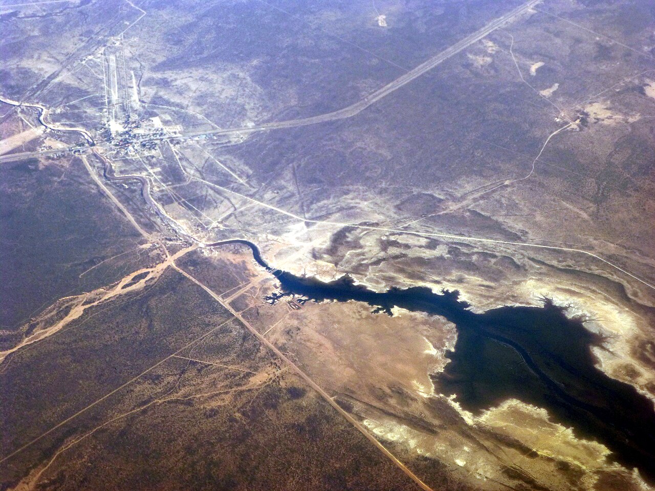 Vista aérea del río Desaguadero, en el extremo sur del sistema de Guanacache, entre Mendoza y San Luis. Archivo del 11 de septiembre de 2015.