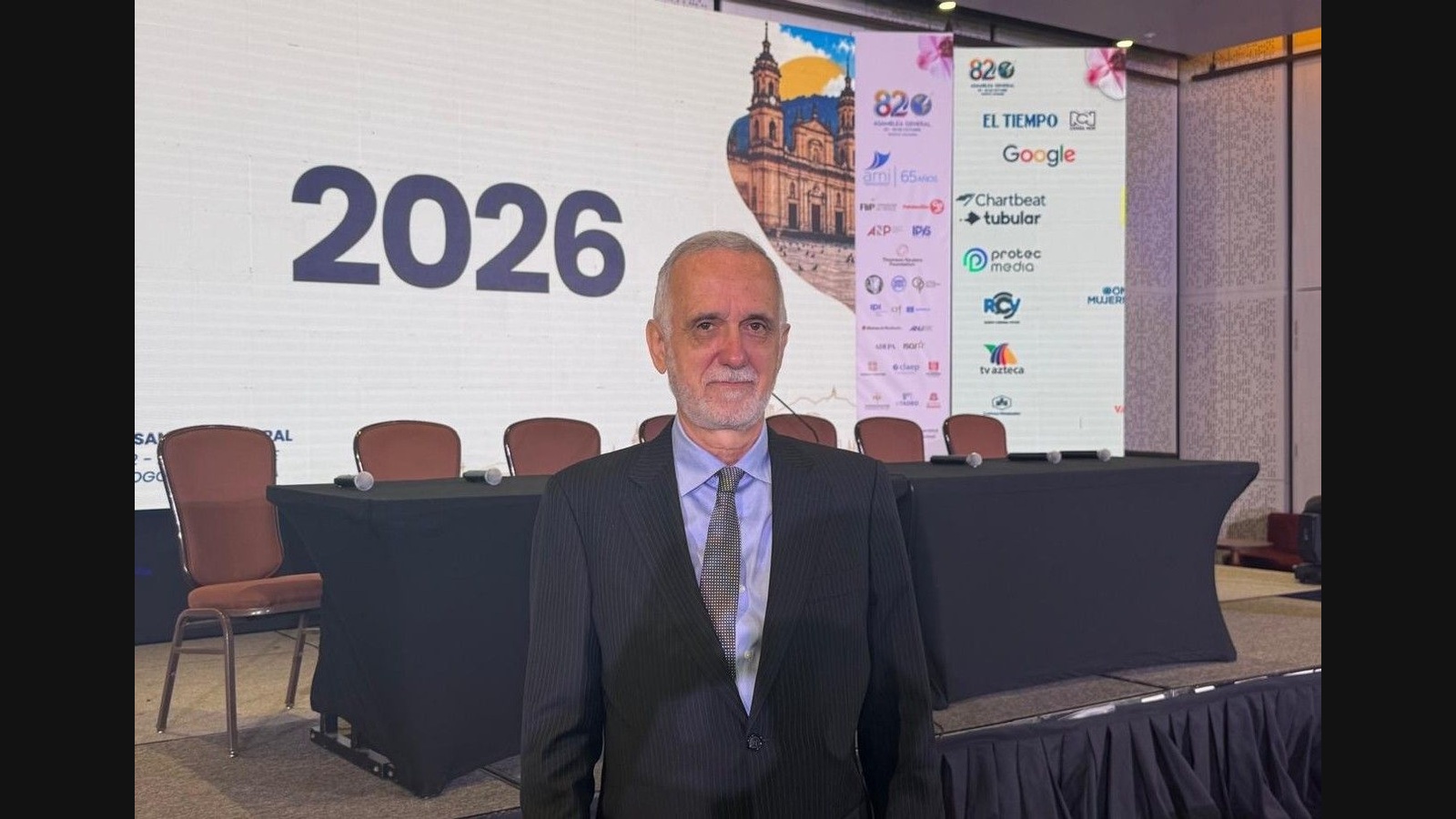 Carlos Jornet en la 82.ª Asamblea General de la SIP, en Bogotá, octubre de 2026.