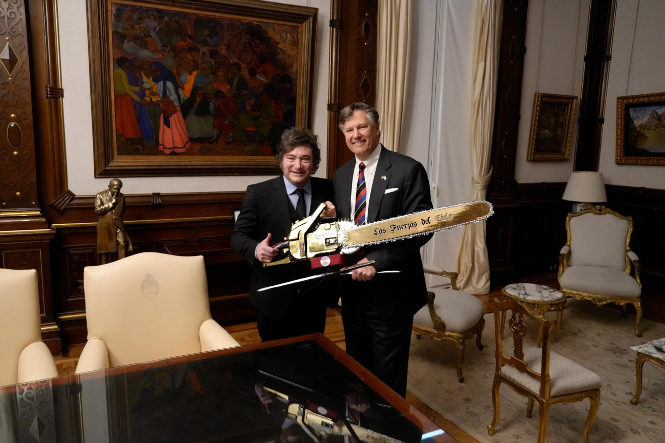 Javier Milei y Christopher Landau durante su encuentro del 23 de octubre de 2026 en la Casa Rosada.