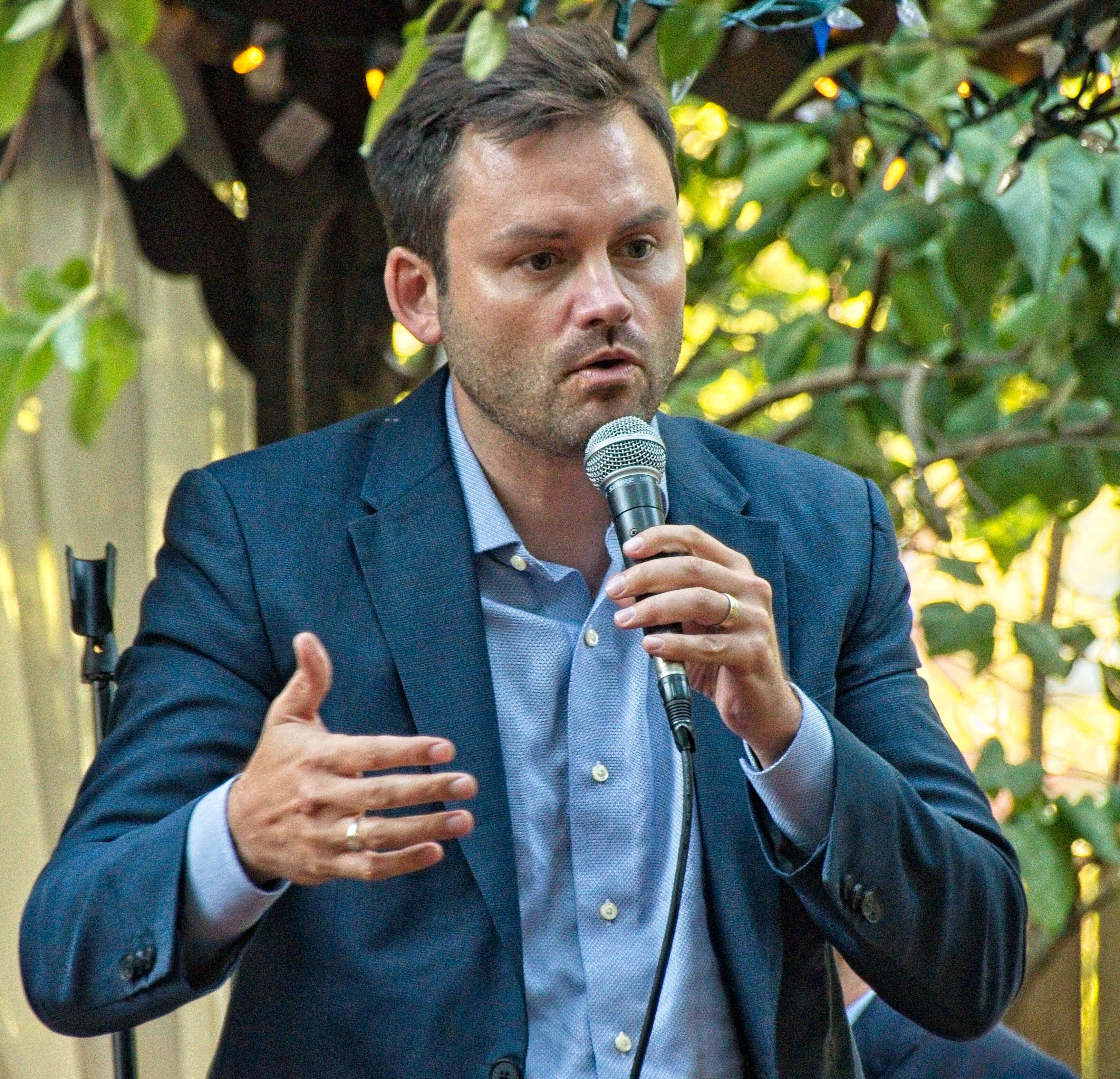 Paul St-Pierre Plamondon durante una reunión de militantes del Parti Québécois en septiembre de 2020