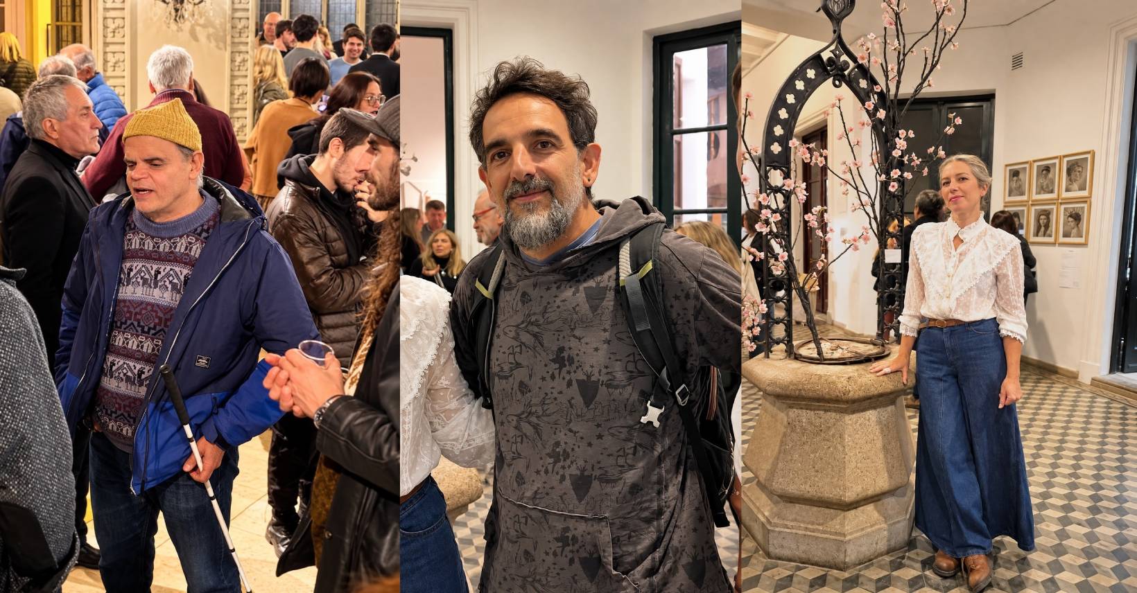 Composición fotográfica publicada por el Fondo Nacional de las Artes: Esteban Horacio Caballero, Leandro Niro y Mona Suárez Lai, de izquierda a derecha. Retratos de los artistas; fecha de captura no informada. No representa la inauguración del 5 de noviembre de 2026.