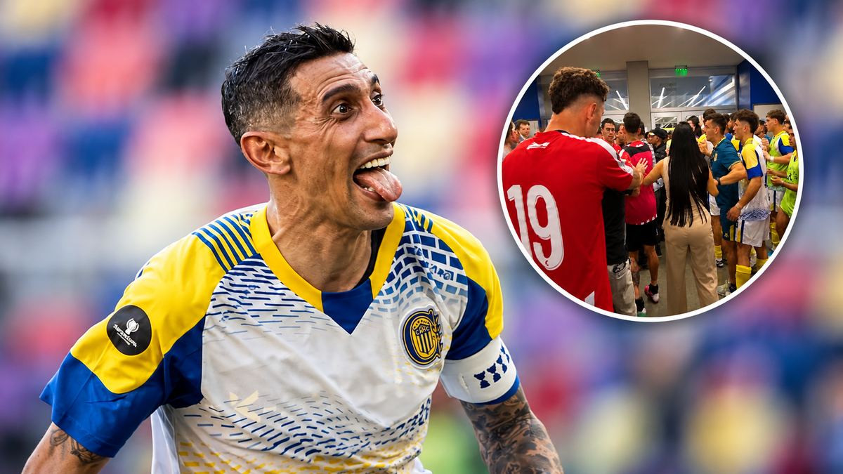 Jugador de Rosario Central y escena del festejo