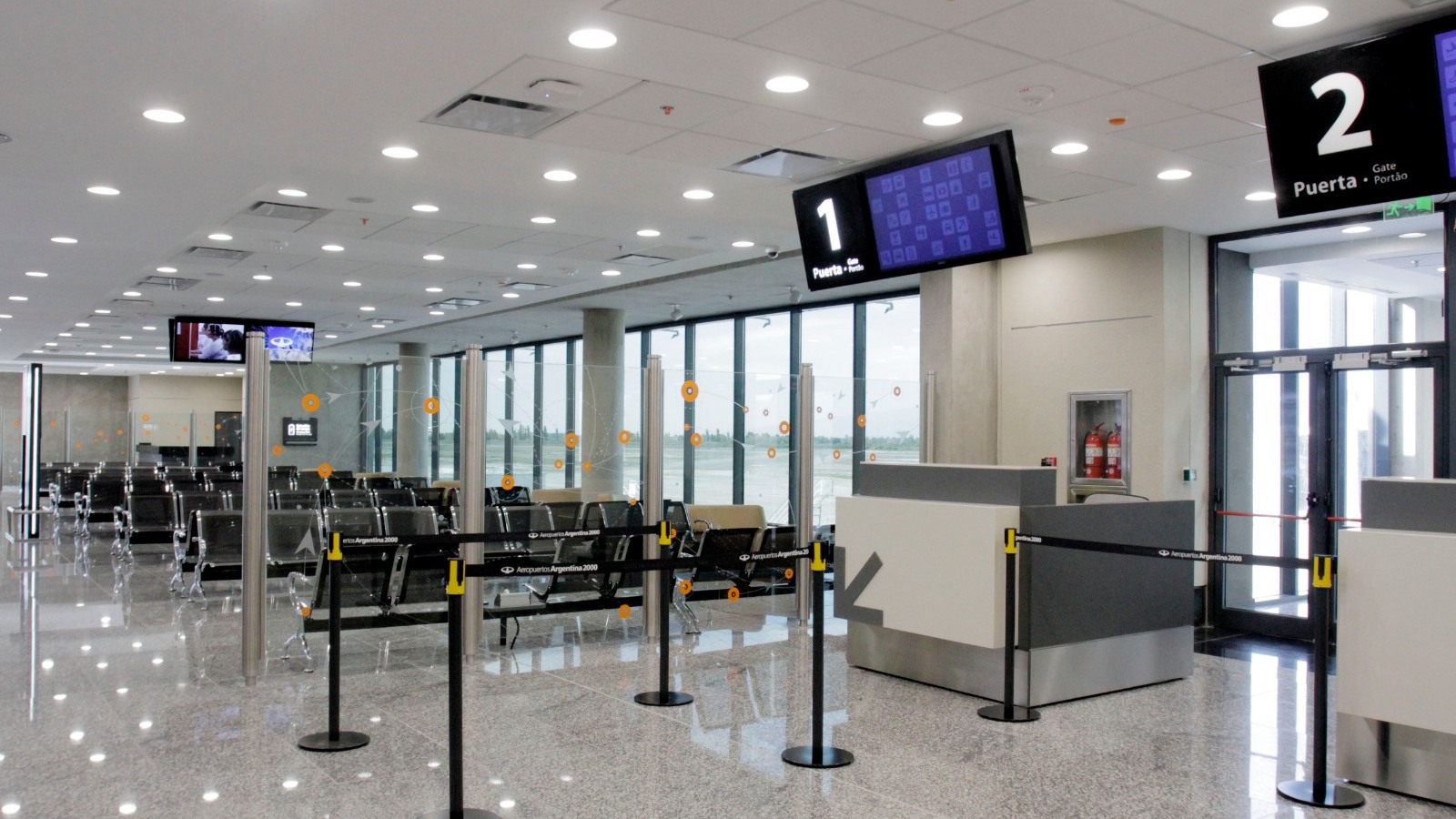 Sala de embarque del Aeropuerto Domingo Faustino Sarmiento, en San Juan, en una fotografía de archivo publicada por el Ministerio de Transporte el 11 de mayo de 2023. Recorte horizontal; no registra el trámite eléctrico de octubre de 2026.