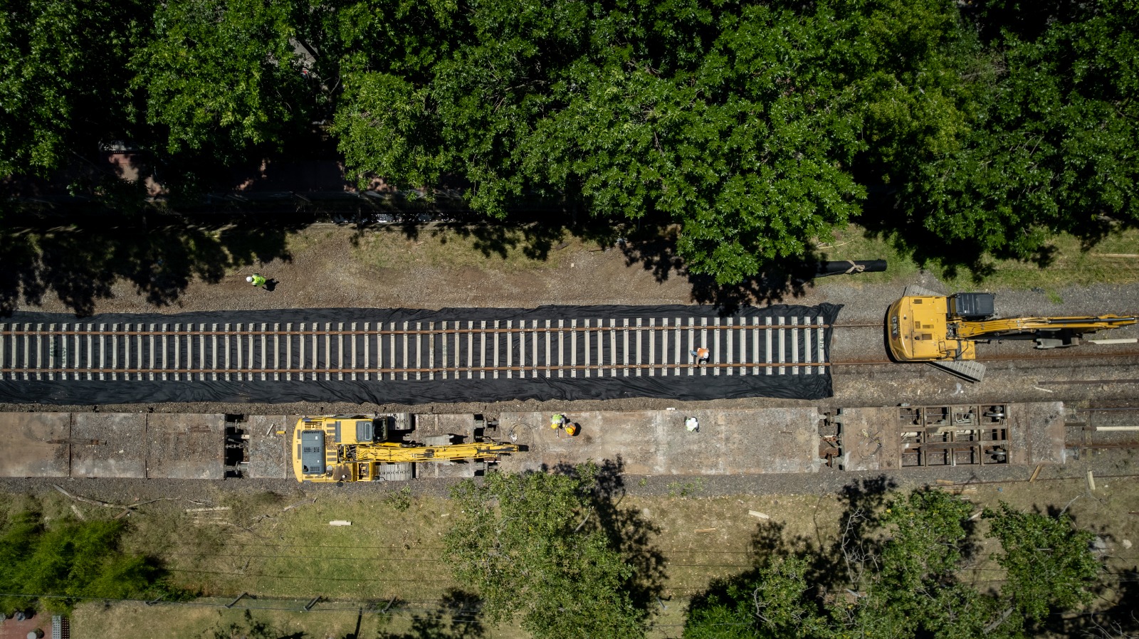Obras ferroviarias en el ramal Tigre, en una imagen difundida por Trenes Argentinos el 19 de octubre de 2026; fecha de toma no informada.