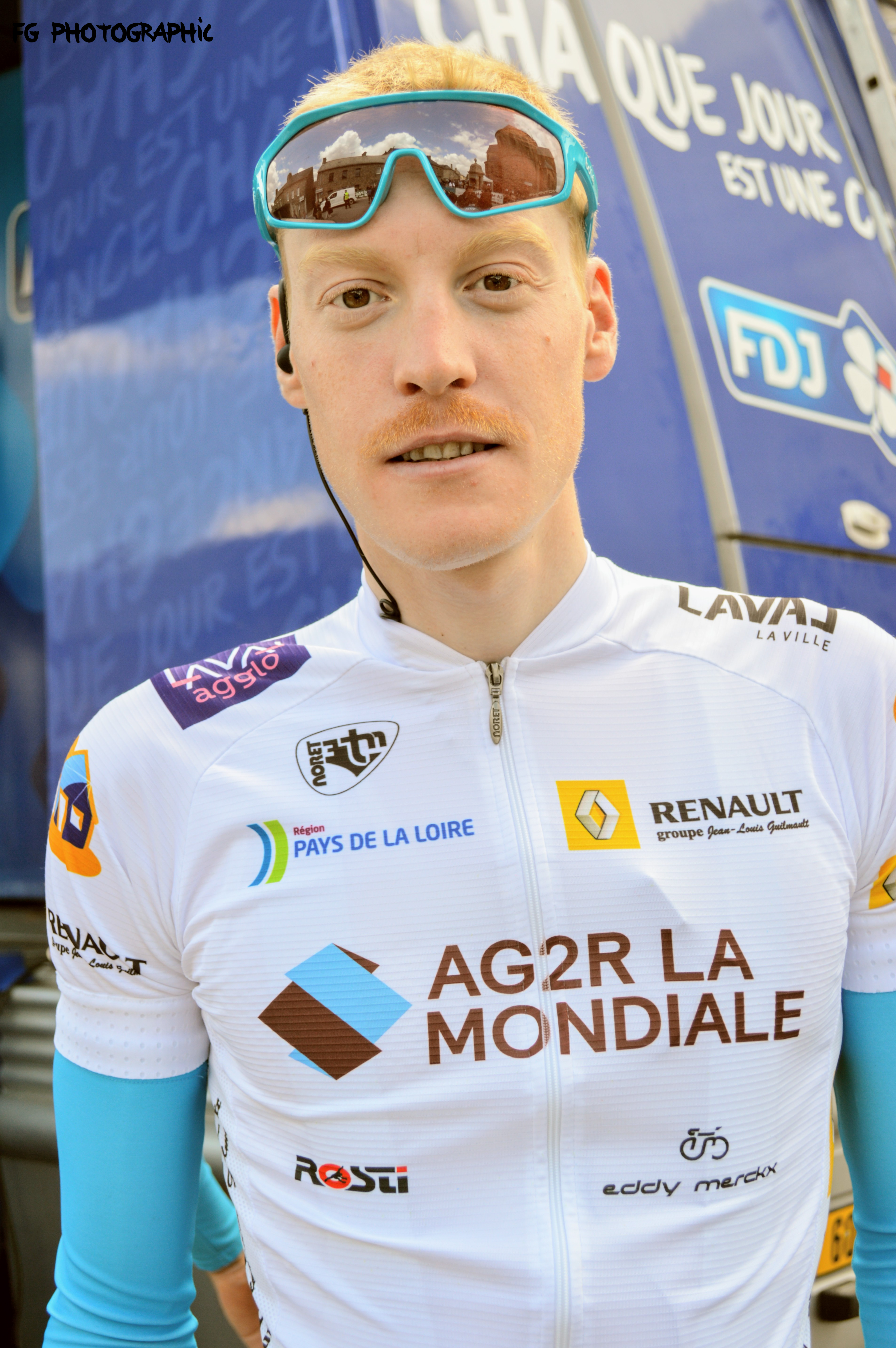 Dorian Godon con la camiseta de mejor joven en Boucles de la Mayenne, el 8 de junio de 2019. Foto de archivo.