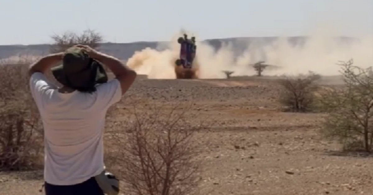 Captura difundida en la cobertura del accidente de rally en Marruecos.