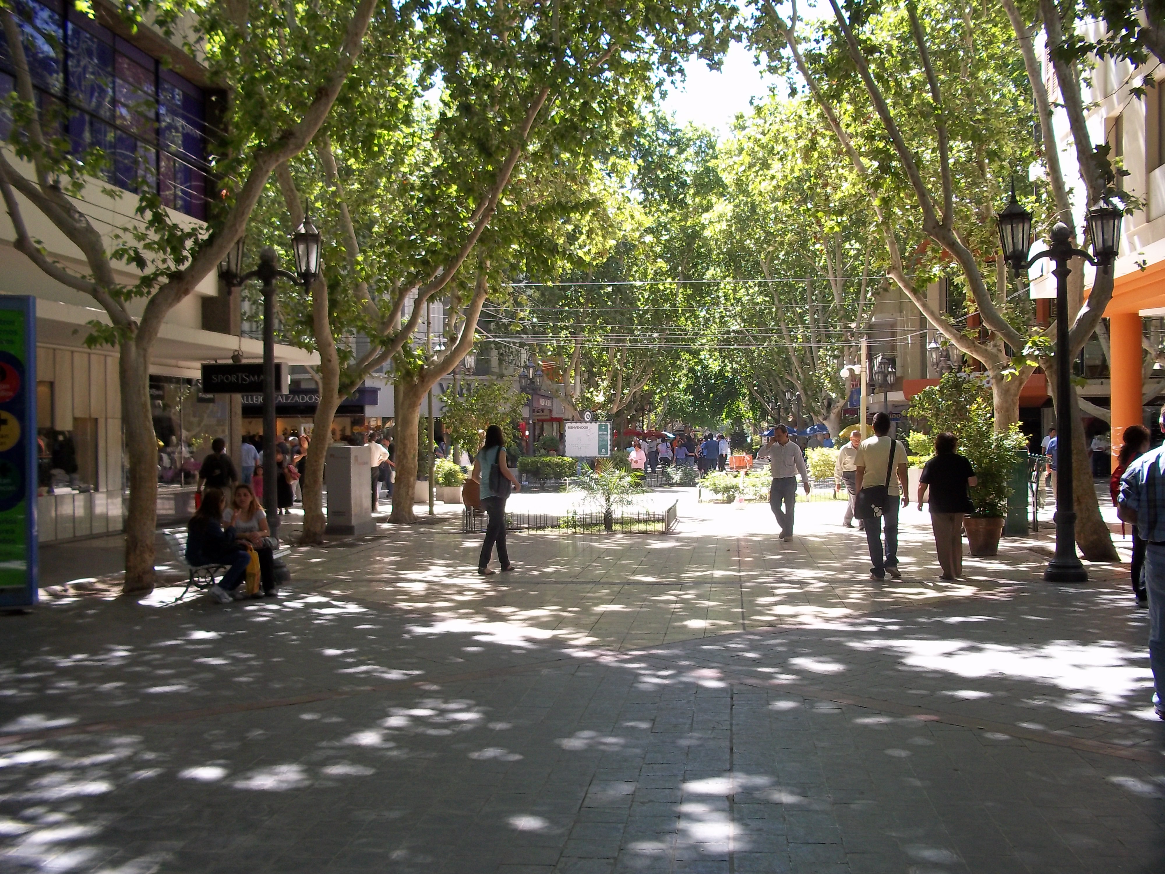 Peatones y locales comerciales de la Peatonal Rivadavia, en la ciudad de San Juan. Fotografía de archivo del 1 de noviembre de 2010.