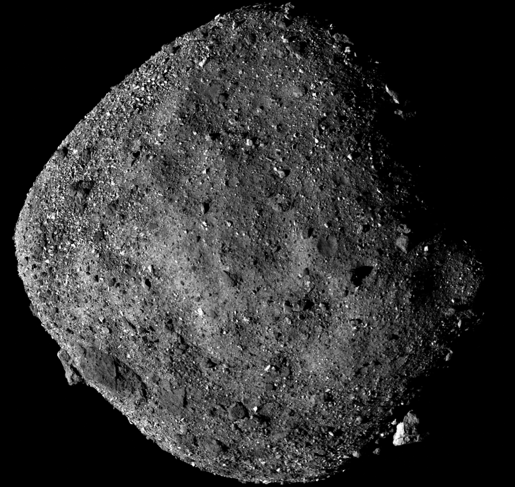 Archivo: mosaico de doce fotografías reales del asteroide Bennu tomadas por OSIRIS-REx el 2 de diciembre de 2018.