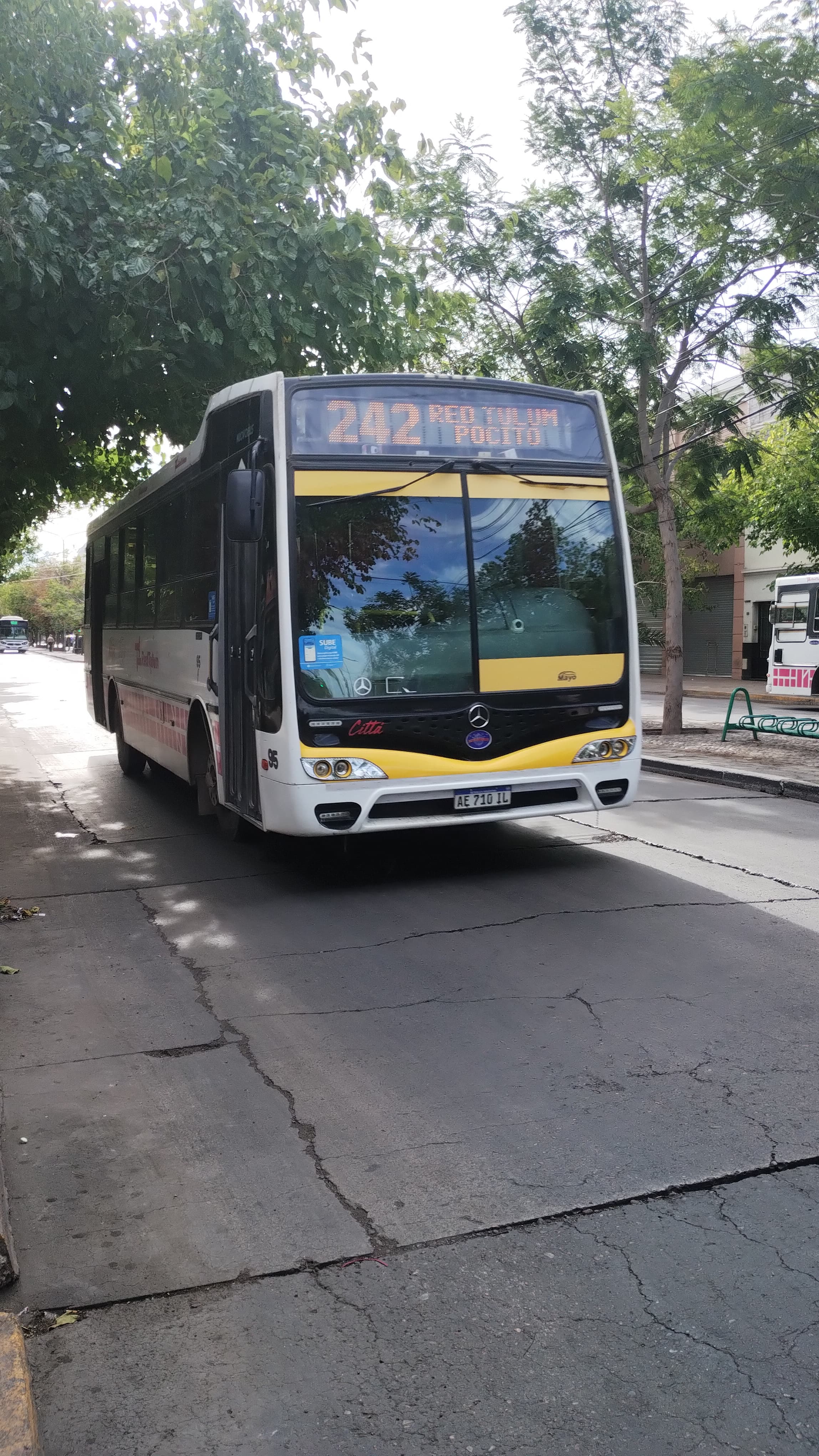 Colectivo de la línea 242 de Red Tulum con destino a Pocito, en San Juan. Fotografía de archivo del 9 de febrero de 2024, ajena a la audiencia de 2026.