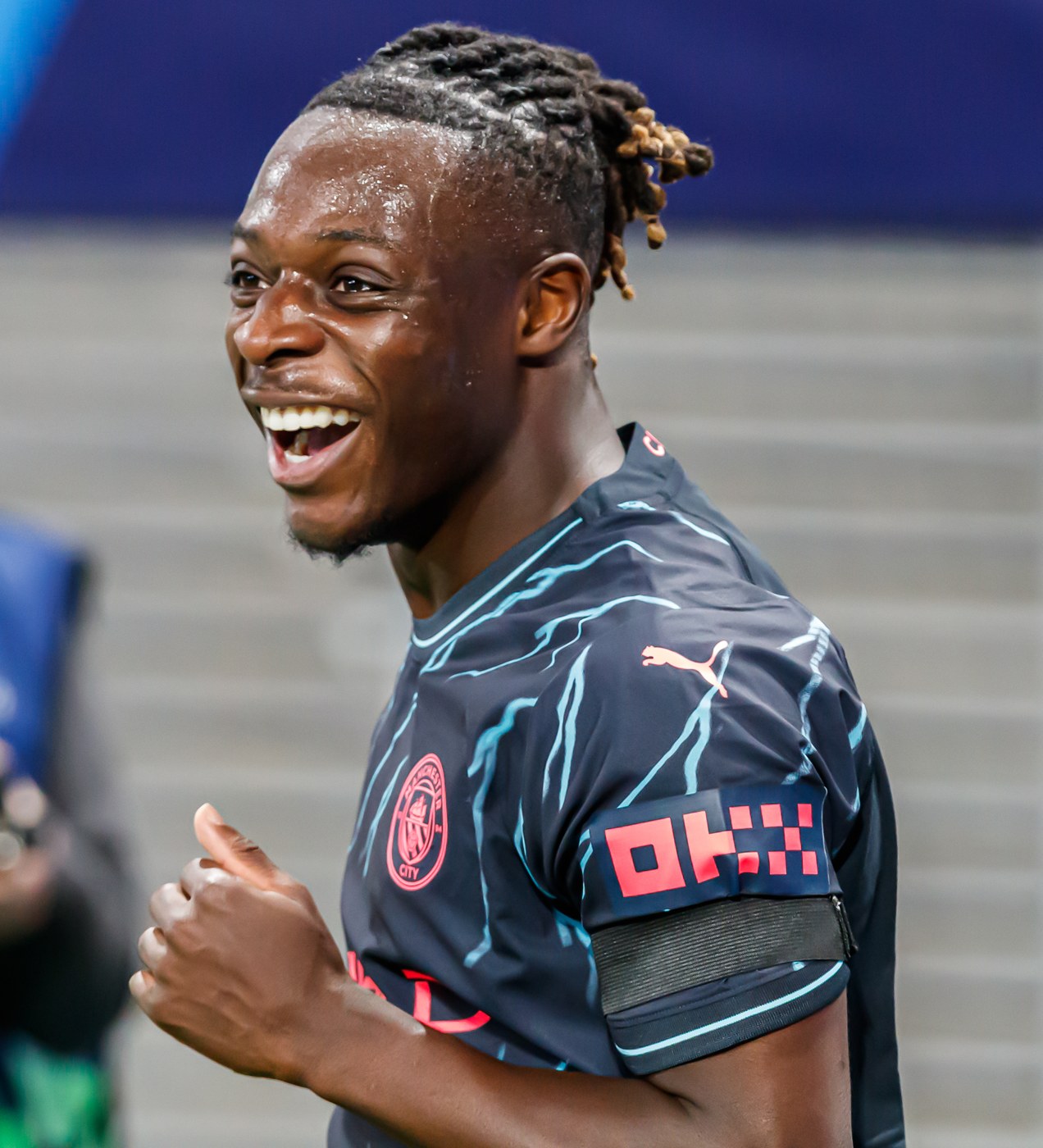 Jérémy Doku con la camiseta de Manchester City, durante el partido ante RB Leipzig del 4 de octubre de 2023. Fotografía de archivo; no corresponde al encuentro de Anfield de 2026.