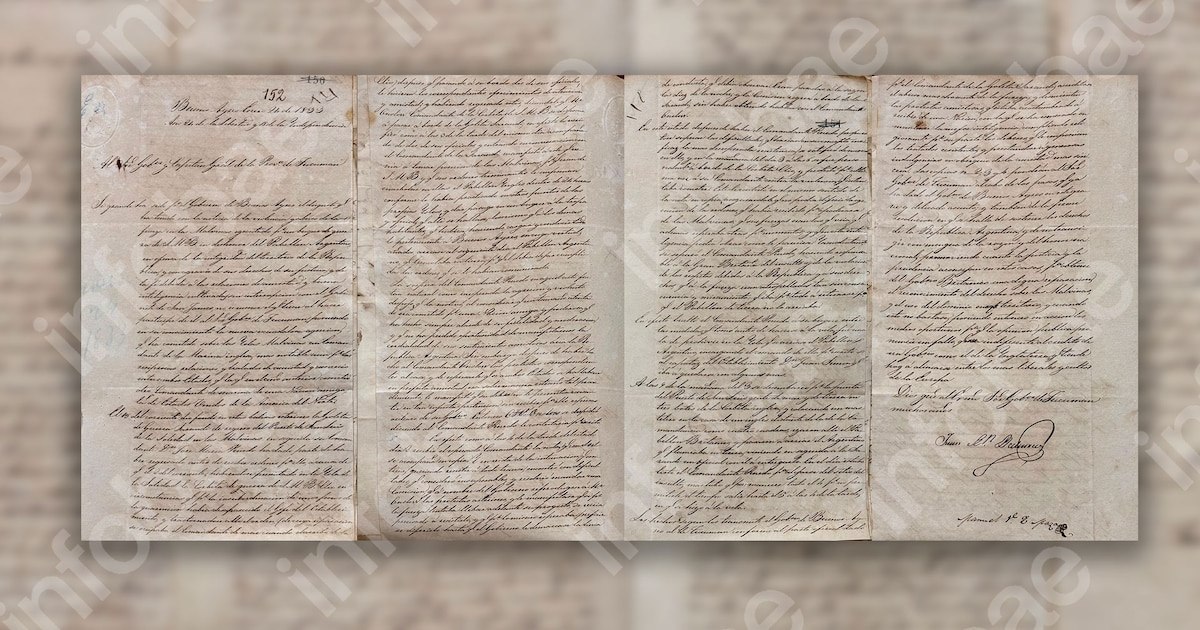 Reproducción de la carta de 1833 conservada en el Archivo Histórico de Tucumán.