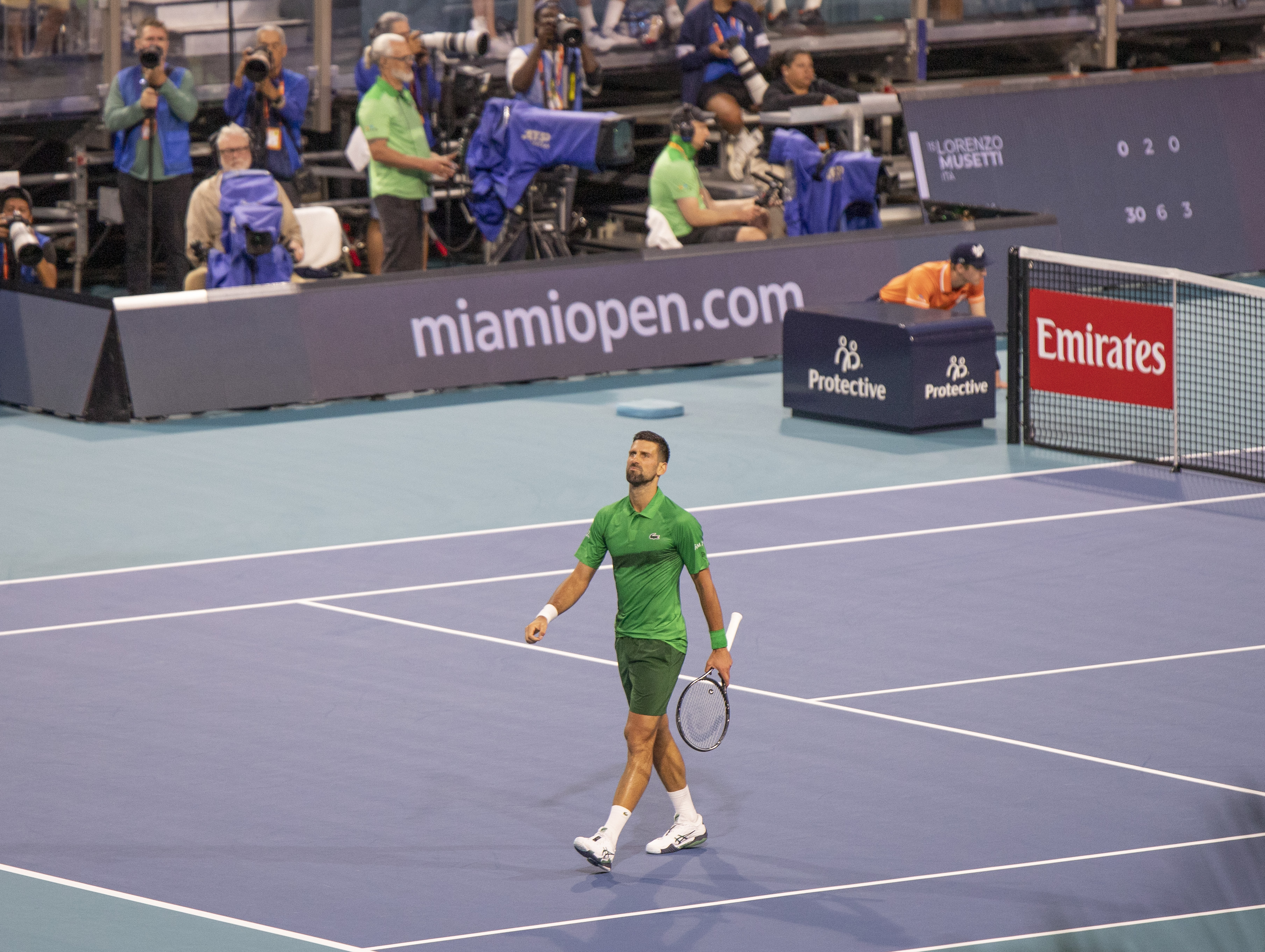 Novak Djokovic en el Miami Open, el 25 de marzo de 2025. Fotografía de archivo; no corresponde a la final de Beijing.