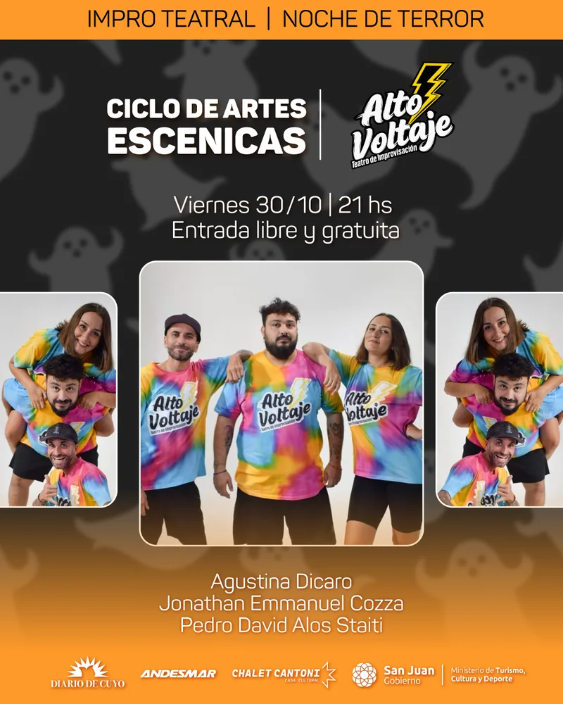Afiche promocional de Alto Voltaje lleva una noche de improvisación al Chalet Cantoni, función del 2026-10-30.