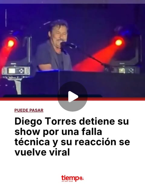 Vista previa de Diego Torres resolvió con humor una falla de piano en pleno recital